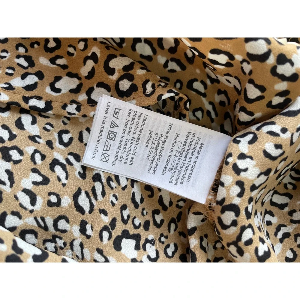 J.Crew Sleeveless Tie Neck Leopard Print Blouse Top